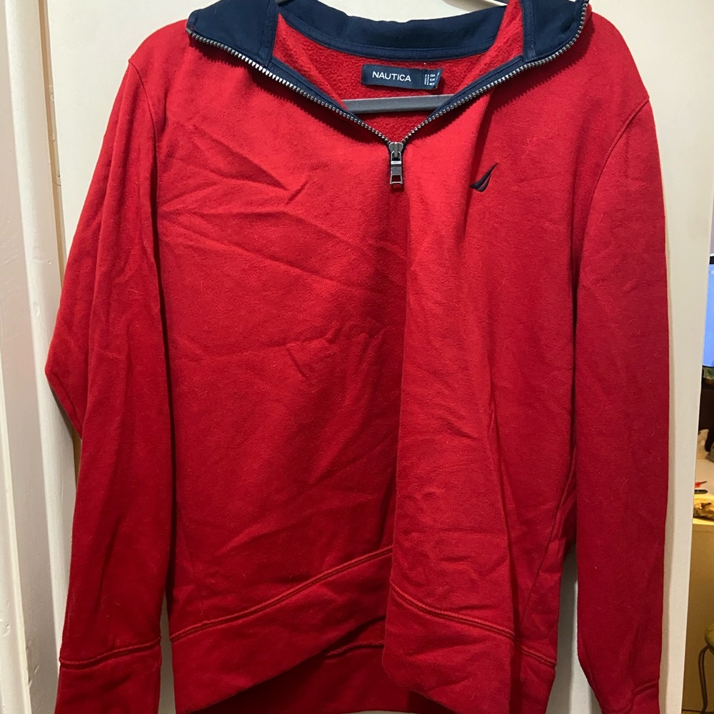 Red Nautica Half Zip Sweater